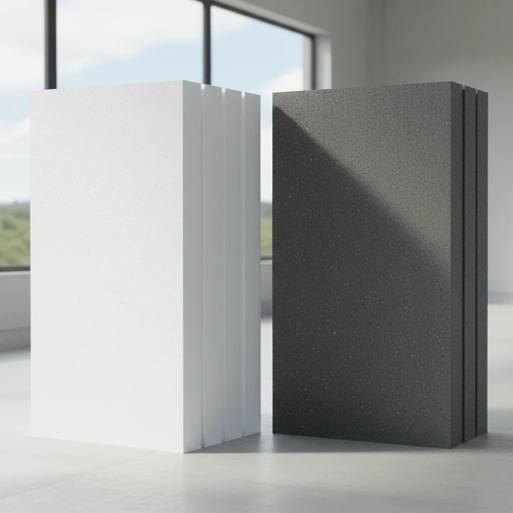 styropian biały i grafitowy
